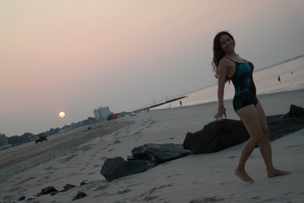 sunrise swim and practice on the beach